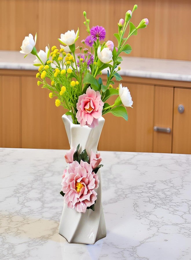 MTME Porcelain vase with Flowers, Memorabilia, Wedding Gifts, Aesthetic Sculpture Home décor (Pink Camellia) - Image 5